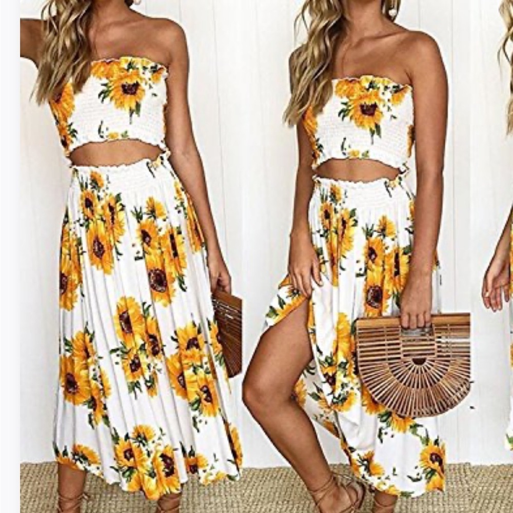 Sunflower two-piece crop top and maxi skirt NWT SZ S